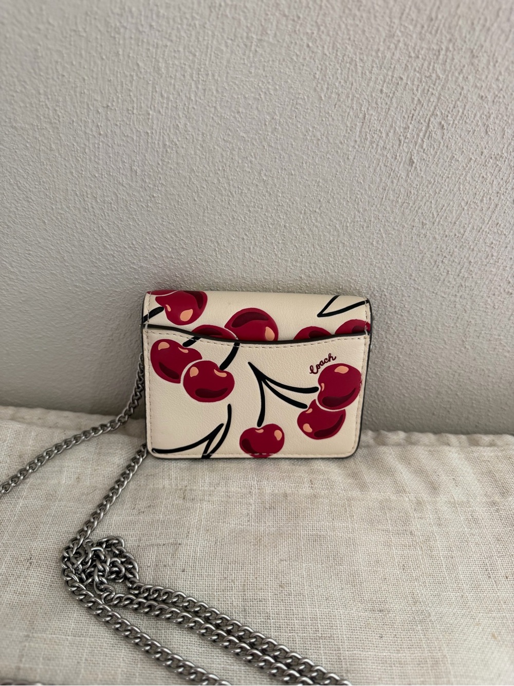 Coach Mini Wallet Chain Cherry Print Crossbody NWT - Picture 7 of 9